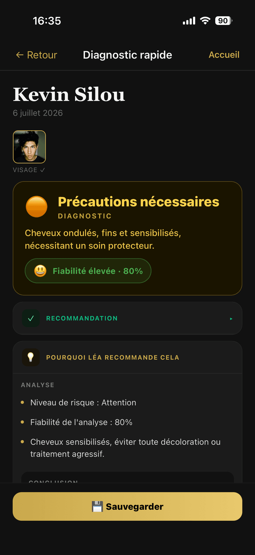 Diagnostic rapide — niveau de risque et fiabilité de l'analyse